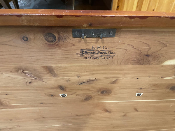 Antique Solid Wood Blanket Chest by E. R. Co. Forest Park Line - Big Reuse