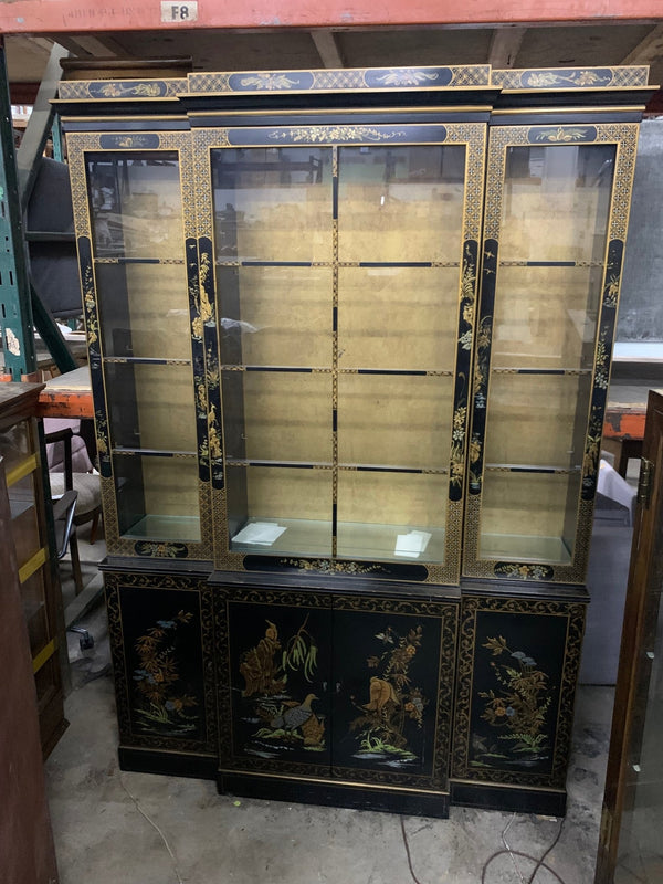 Black Lacquer Hand Painted China Cabinet - Big Reuse