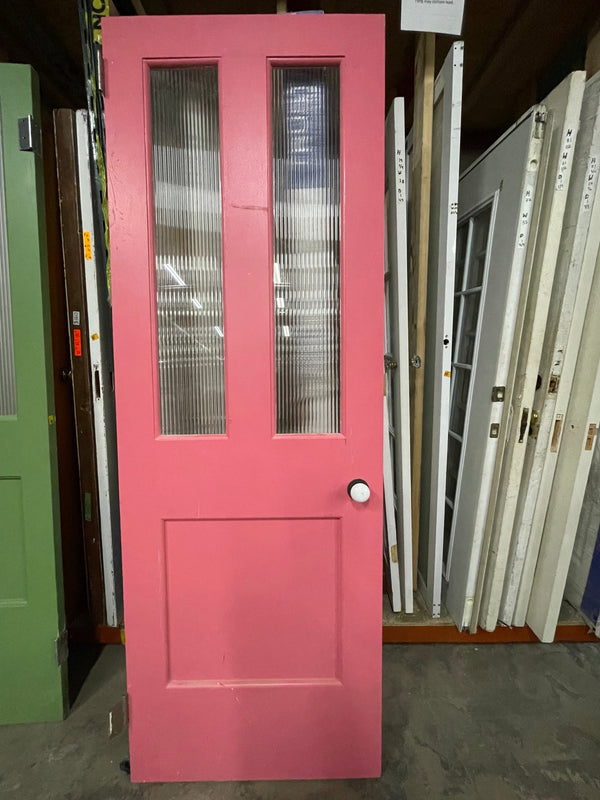 Double Frosted Panel Solid Interior Door - Pink Rose - Big Reuse