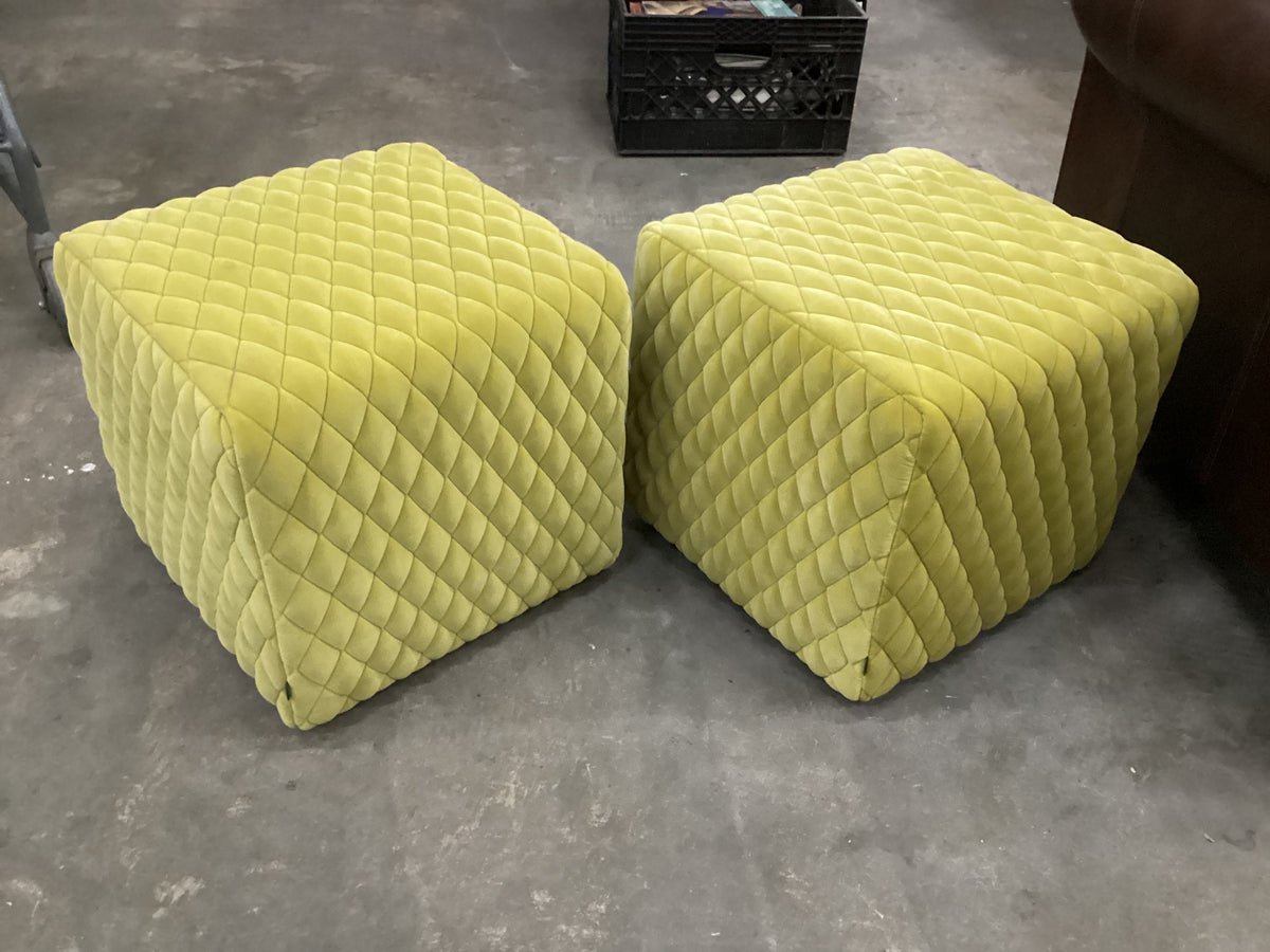 Pair of Poliform Pouf Yellow Ottoman – Big Reuse