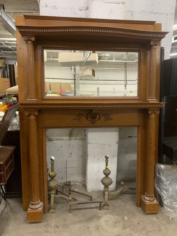 Ornate Oak Mantle with Mirror - Big Reuse