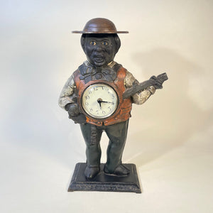 Vintage Cast Iron Banjo Player Clock - Big Reuse