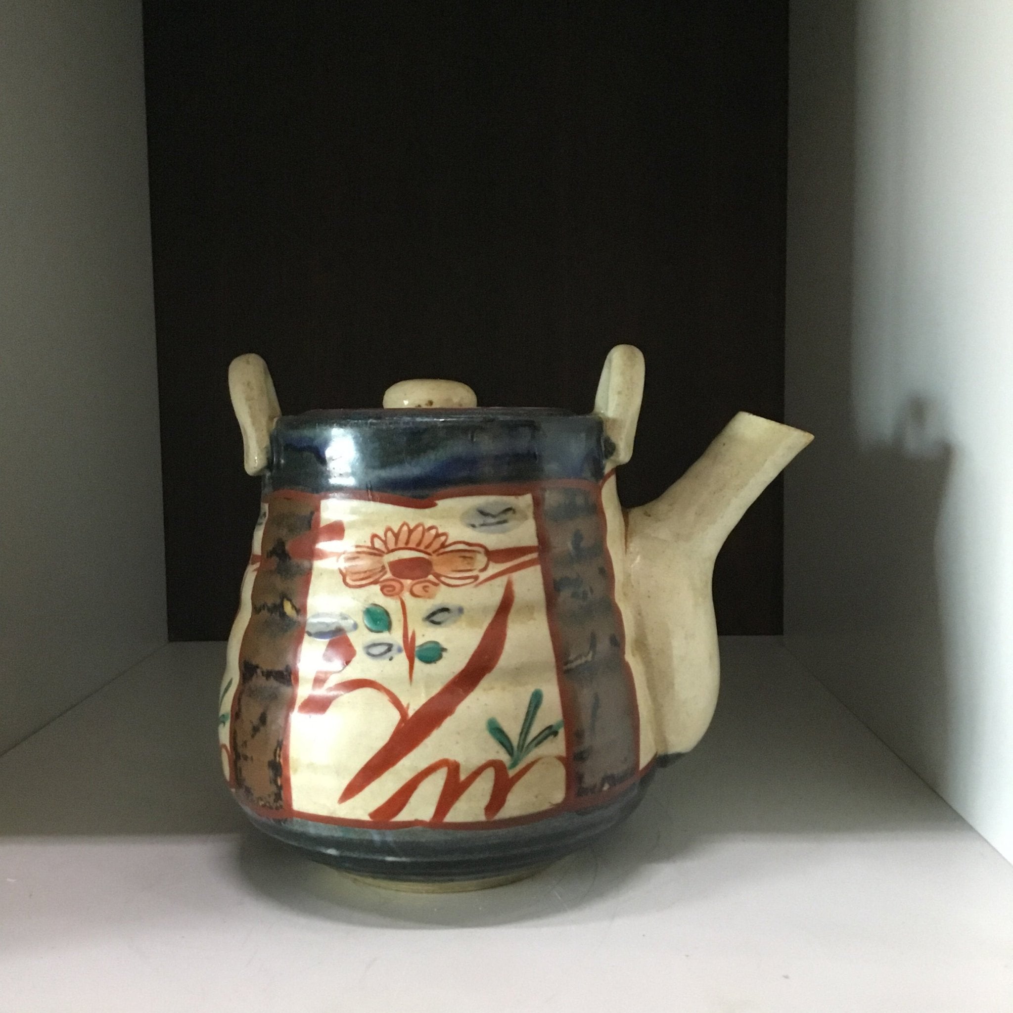 Vintage Ceramic Hand Painted Teapot Big Reuse