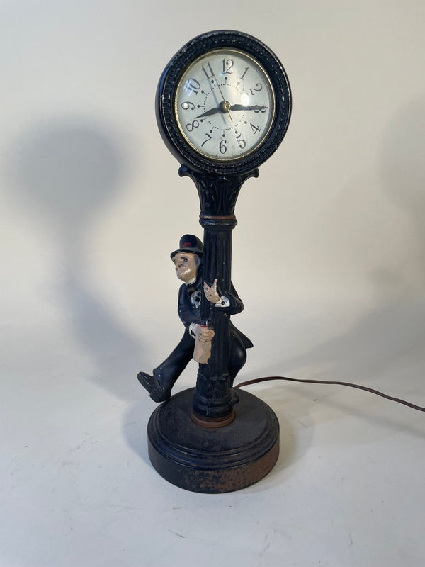 Vintage Drunk Man on Lamp Post Backwards Clock - Big Reuse