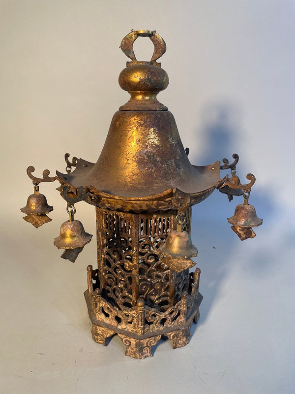 Vintage Japanese Buddhist Copper Lantern - Big Reuse