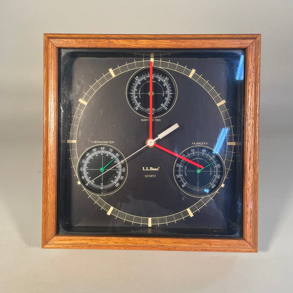 Vintage L.L.Bean Quartz Wall Hanging Clock Barometer Thermometer Weather Station - Big Reuse